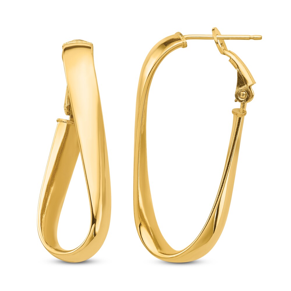 Twisted Oval Hoop Earrings 14K Yellow Gold JmFRpe7w