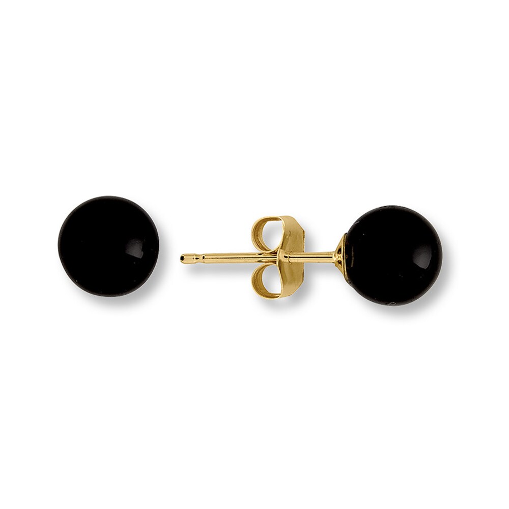 Onyx Bead Earrings 14K Yellow Gold JvRsZYgU