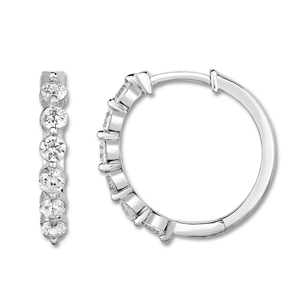 Diamond Hoop Earrings 1 ct tw Round-cut 14K White Gold K5jZz9Ur