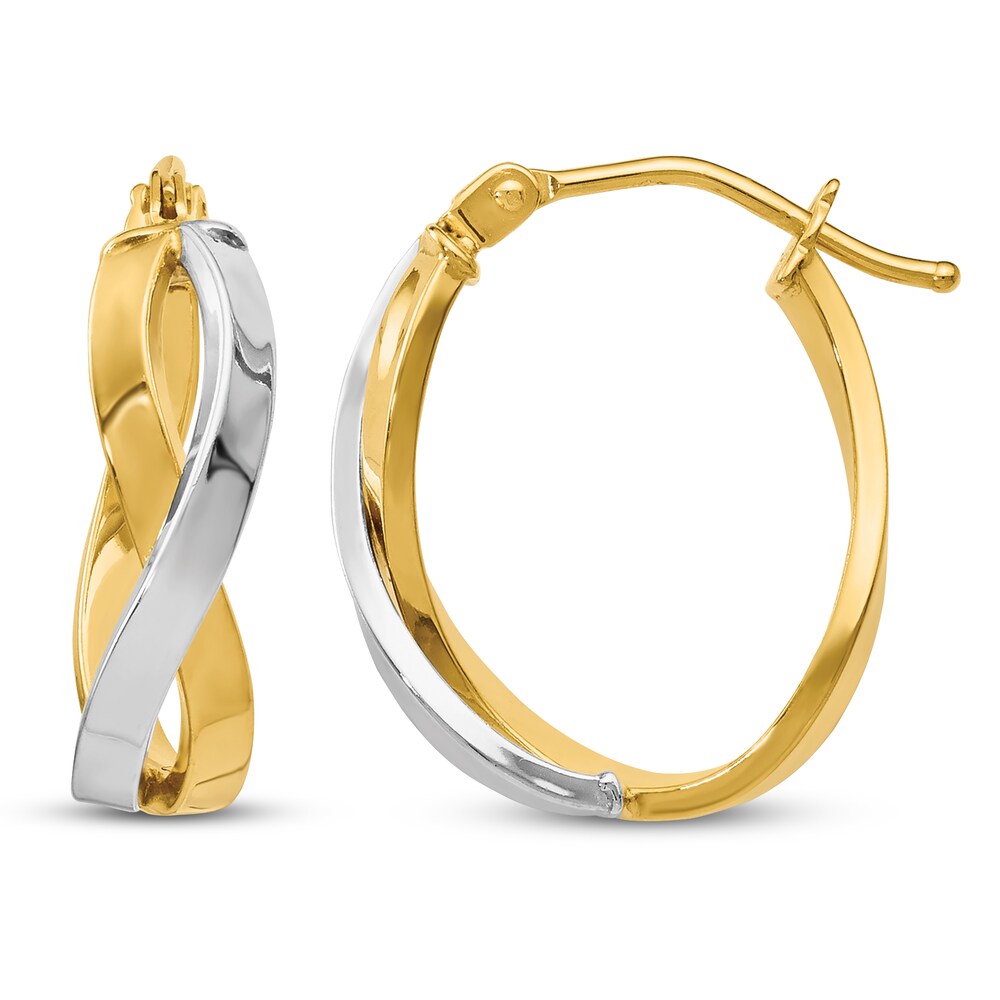 Polished Hoop Earrings 14K Two-Tone Gold K8DwArwQ