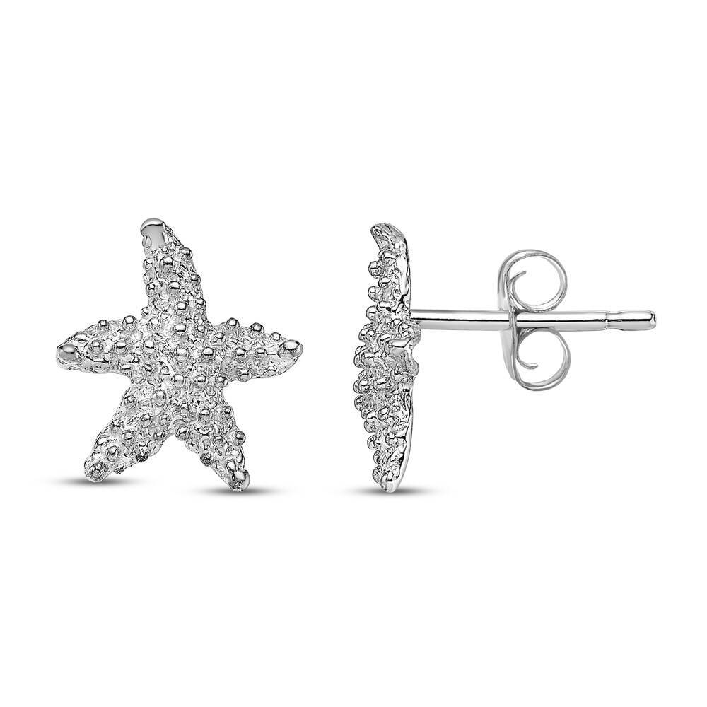 Textured Starfish Stud Earrings 14K White Gold KADOpTa7