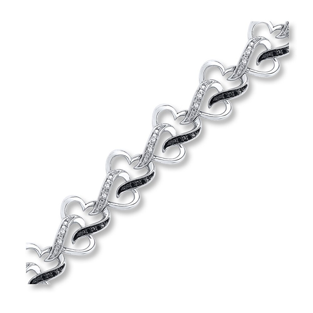 Diamond Heart Bracelet 1/4 ct tw Black/White Sterling Silver KAdyODcn