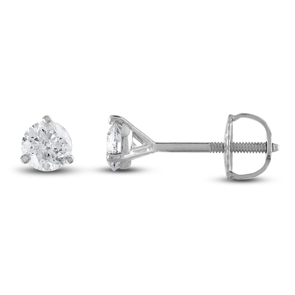 Certified Diamond Solitaire Earrings 1/4 ct tw Round 18K White Gold (SI2/I) KCa778Vs