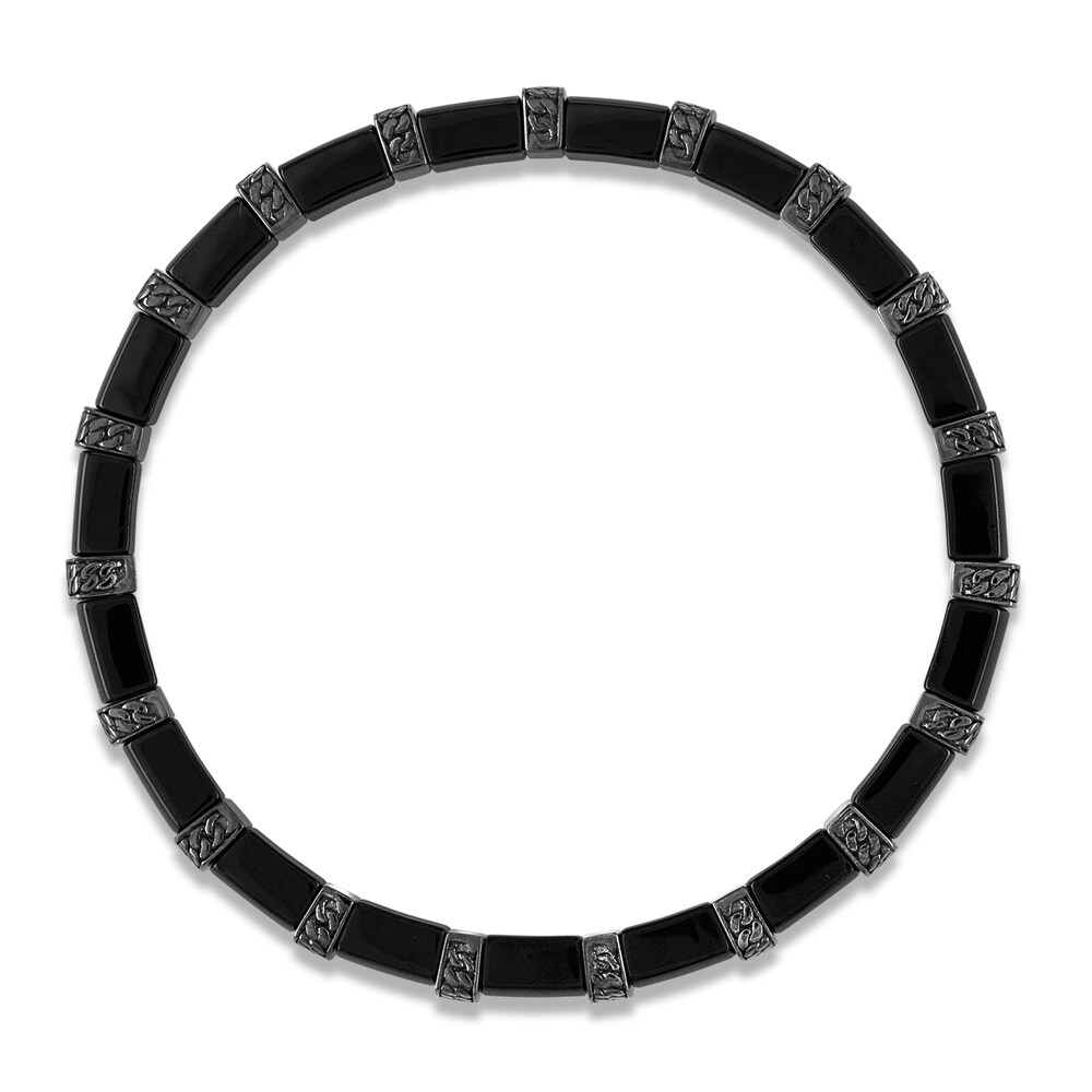 1933 by Esquire Men\'s Ceramic Bracelet Black Ruthenium-Plated Sterling Silver 8.5\" KDgibGuP