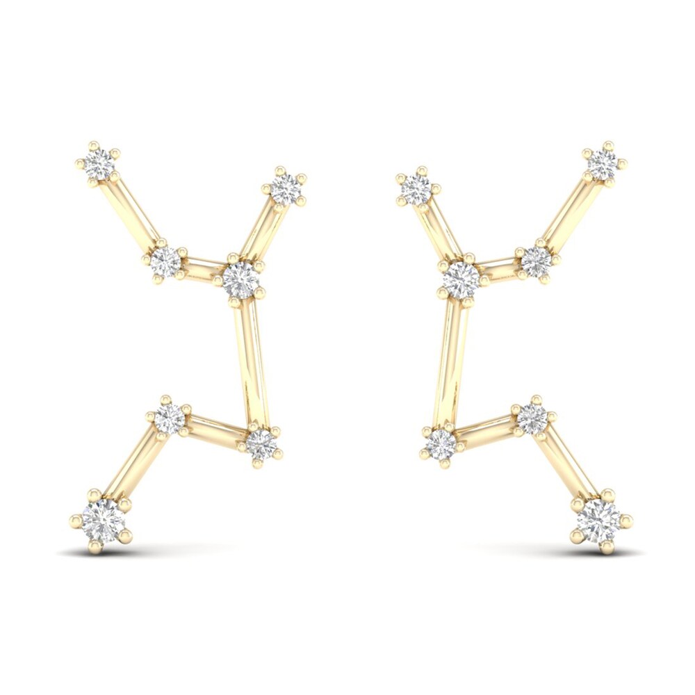 Diamond Virgo Constellation Earrings 1/8 ct tw Round 14K Yellow Gold KEjc6Puw