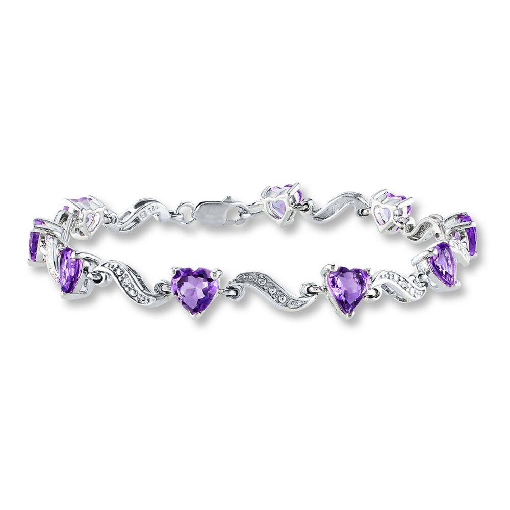 Amethyst Heart Bracelet Diamond Accents Sterling Silver KIh4K8AX