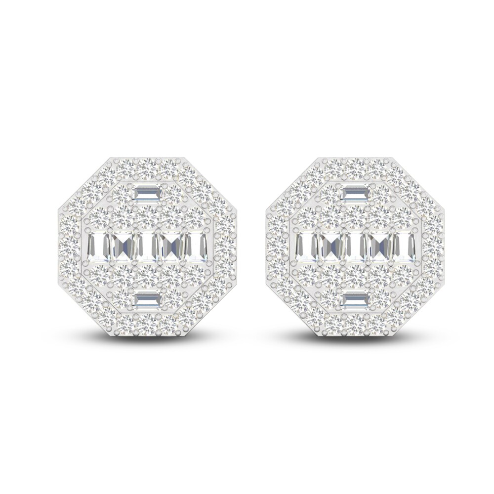 Men's Diamond Earrings 1/2 ct tw Round/Baguette 10K Yellow Gold KJPMCa4X