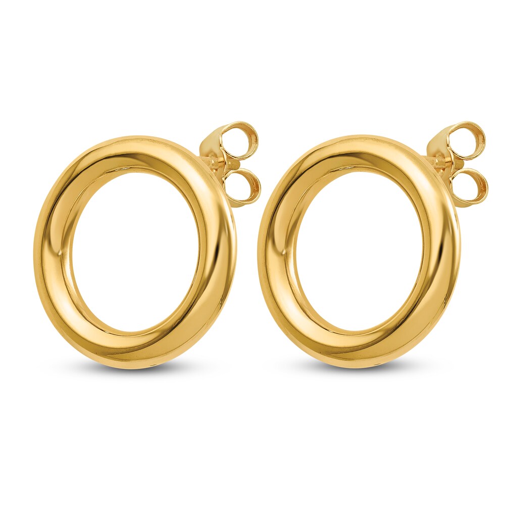 Polished Circle Stud Earrings 14K Yellow Gold KMi8FEYl