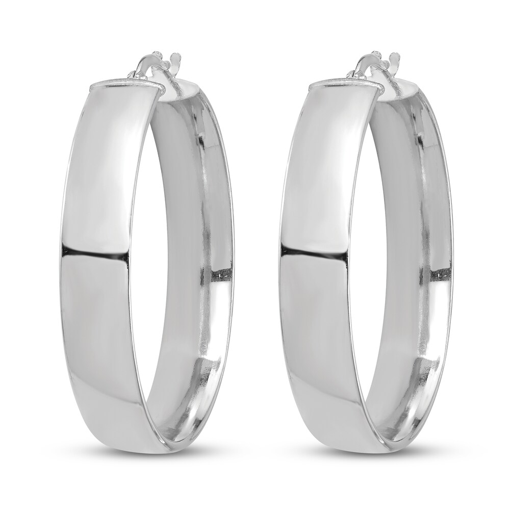 Lightweight Tube Hoop Earrings 14K White Gold KPoF1Awu