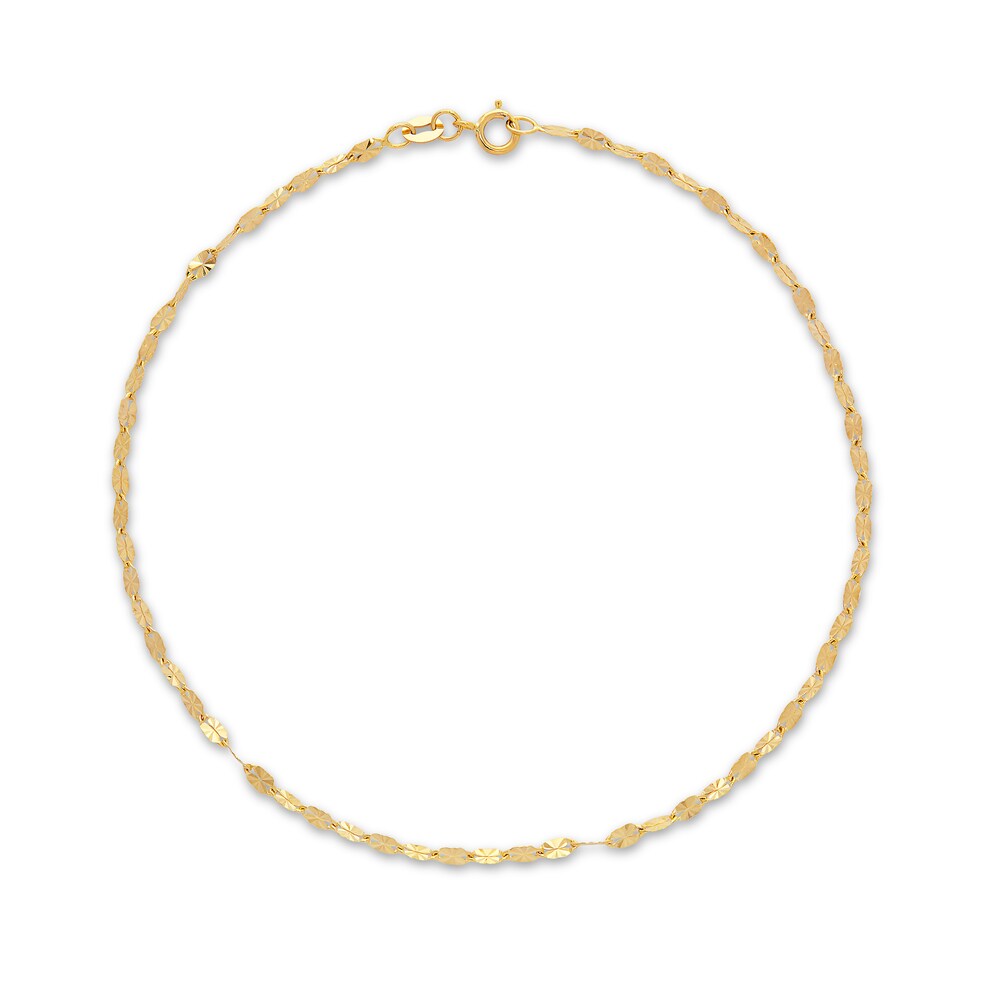 Oval Mirror Link Anklet 14K Yellow Gold KTIDxCrf
