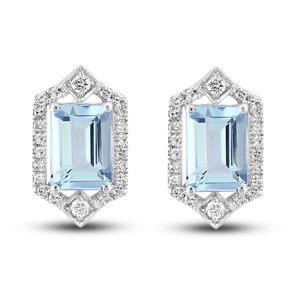 LALI Jewels Natural Aquamarine Earrings 1/5 ct tw Diamonds 14K White Gold KVaxQ2Eh