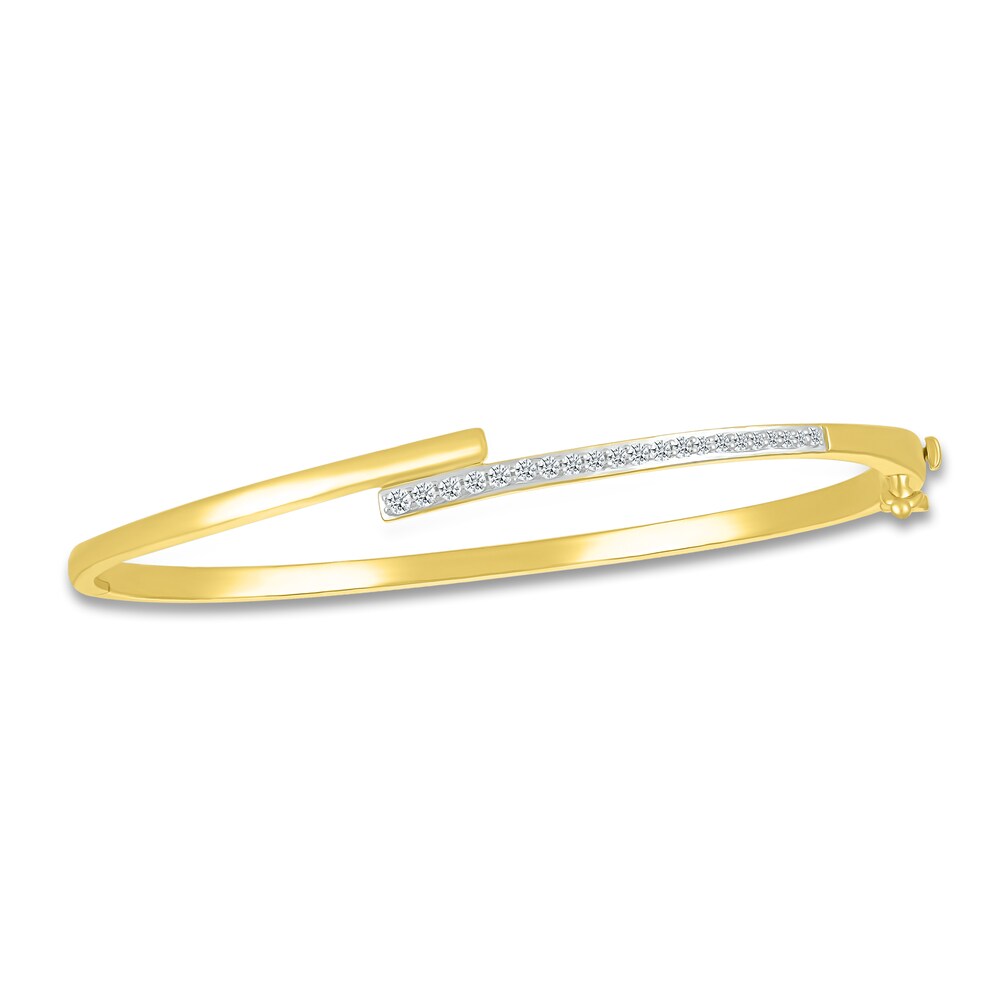 Diamond Bypass Bangle Bracelet 1/4 ct tw Round 10K Yellow Gold KaLf2Z7V