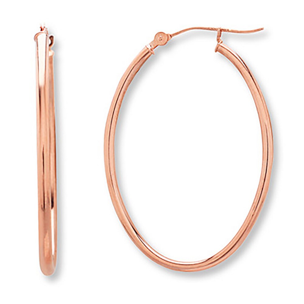 Oval Hoop Earrings 14K Rose Gold 32mm Kdlv5A3J