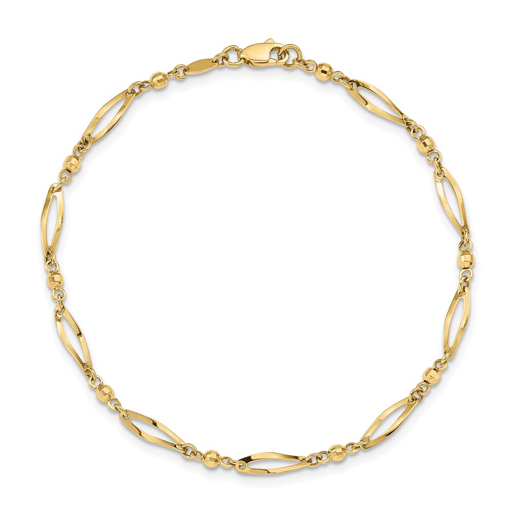 Diamond-Cut Polished Anklet 14K Yellow Gold 9" KdqzSSJO