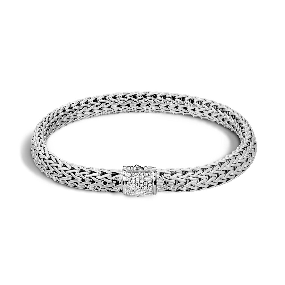 John Hardy Classic Chain 6.5MM Bracelet in Silver with Diamonds, Small Ki7BeUui