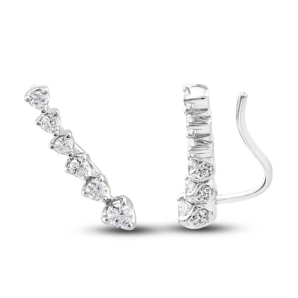 Diamond Climber Earrings 3/4 ct tw Round 10K White Gold KnutmEKa [KnutmEKa]