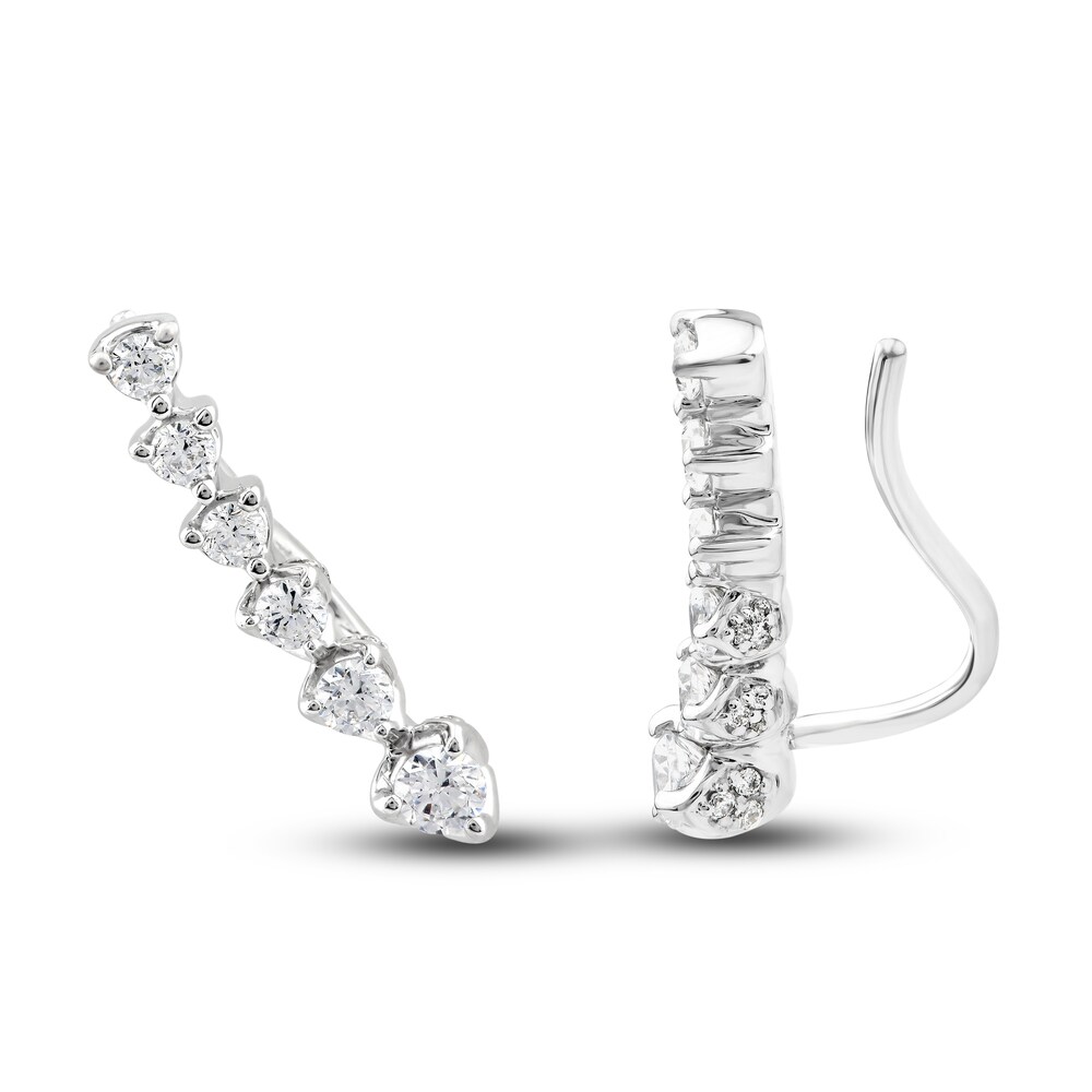 Diamond Climber Earrings 3/4 ct tw Round 10K White Gold KnutmEKa