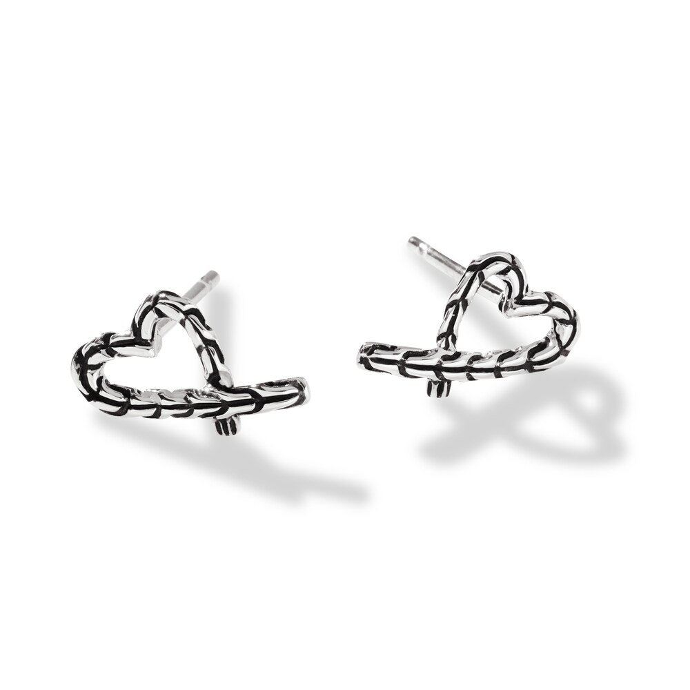 John Hardy Classic Chain Heart Stud Earrings Sterling Silver KrksLxQO