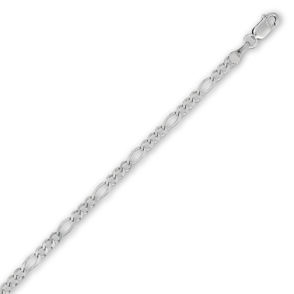 Figaro Chain Anklet 14K White Gold 10" Ktapp2IU