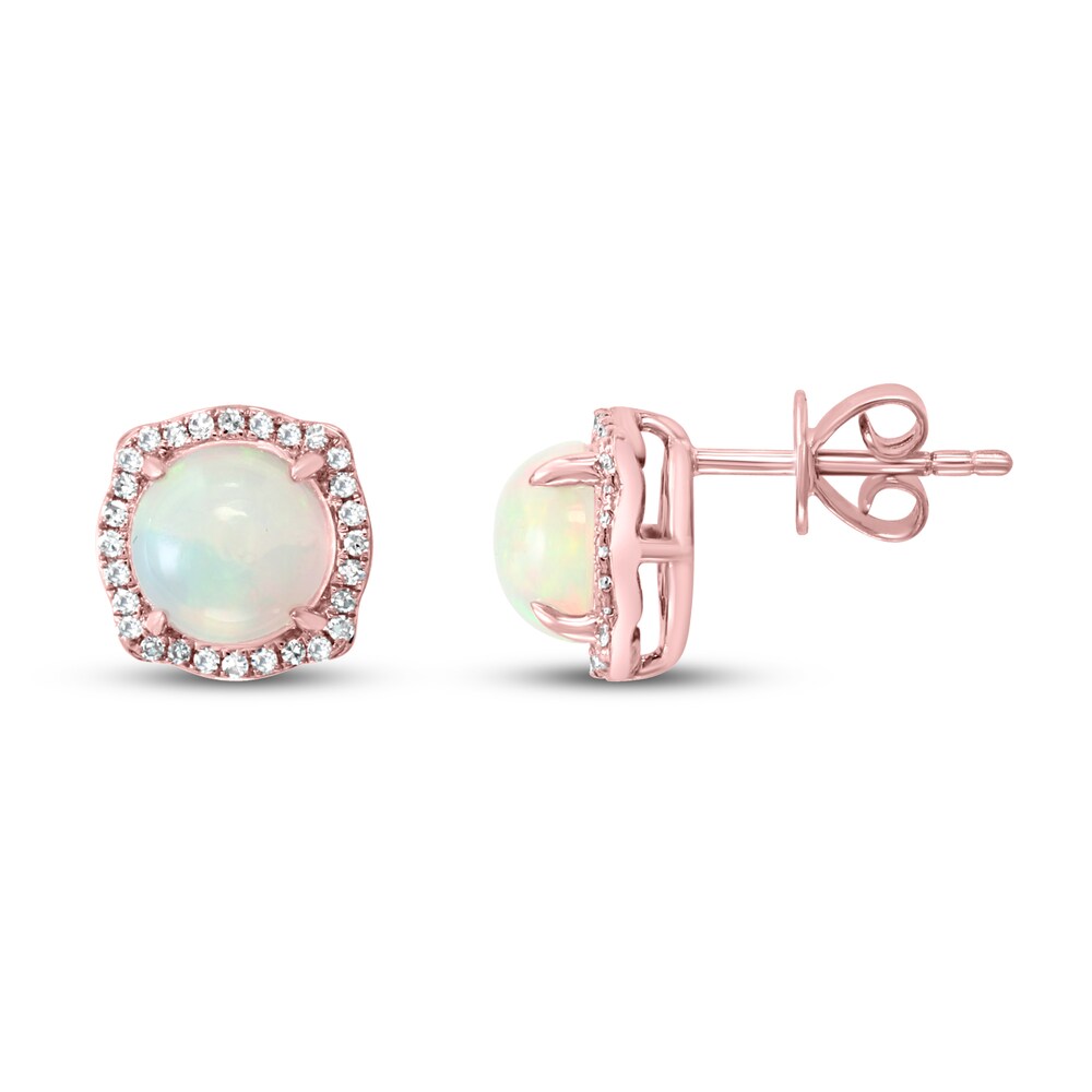 Effy Natural Opal Earrings 1/6 ct tw Diamonds 14K Rose Gold KuBQHS8k