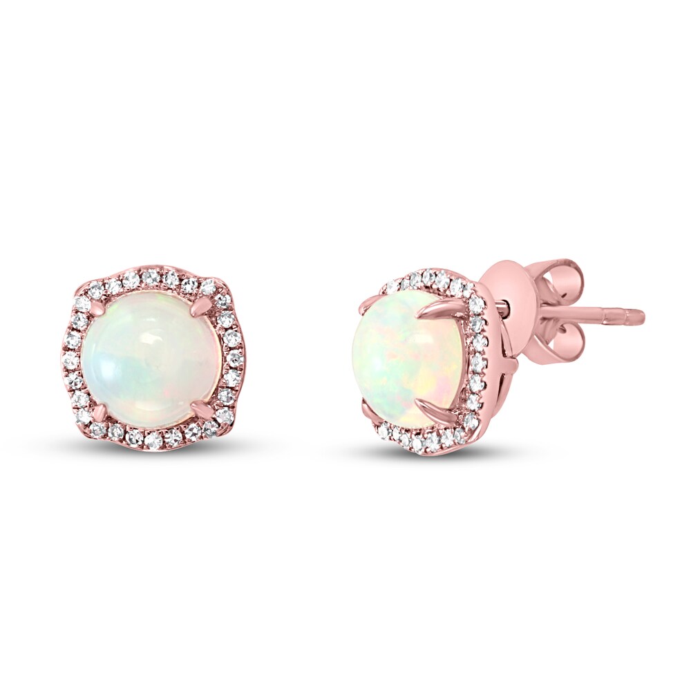 Effy Natural Opal Earrings 1/6 ct tw Diamonds 14K Rose Gold KuBQHS8k