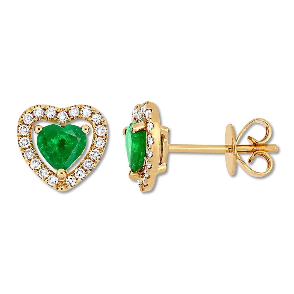 Natural Emerald Earrings 1/5 ct tw Diamonds 14K Yellow Gold KuTRX90n