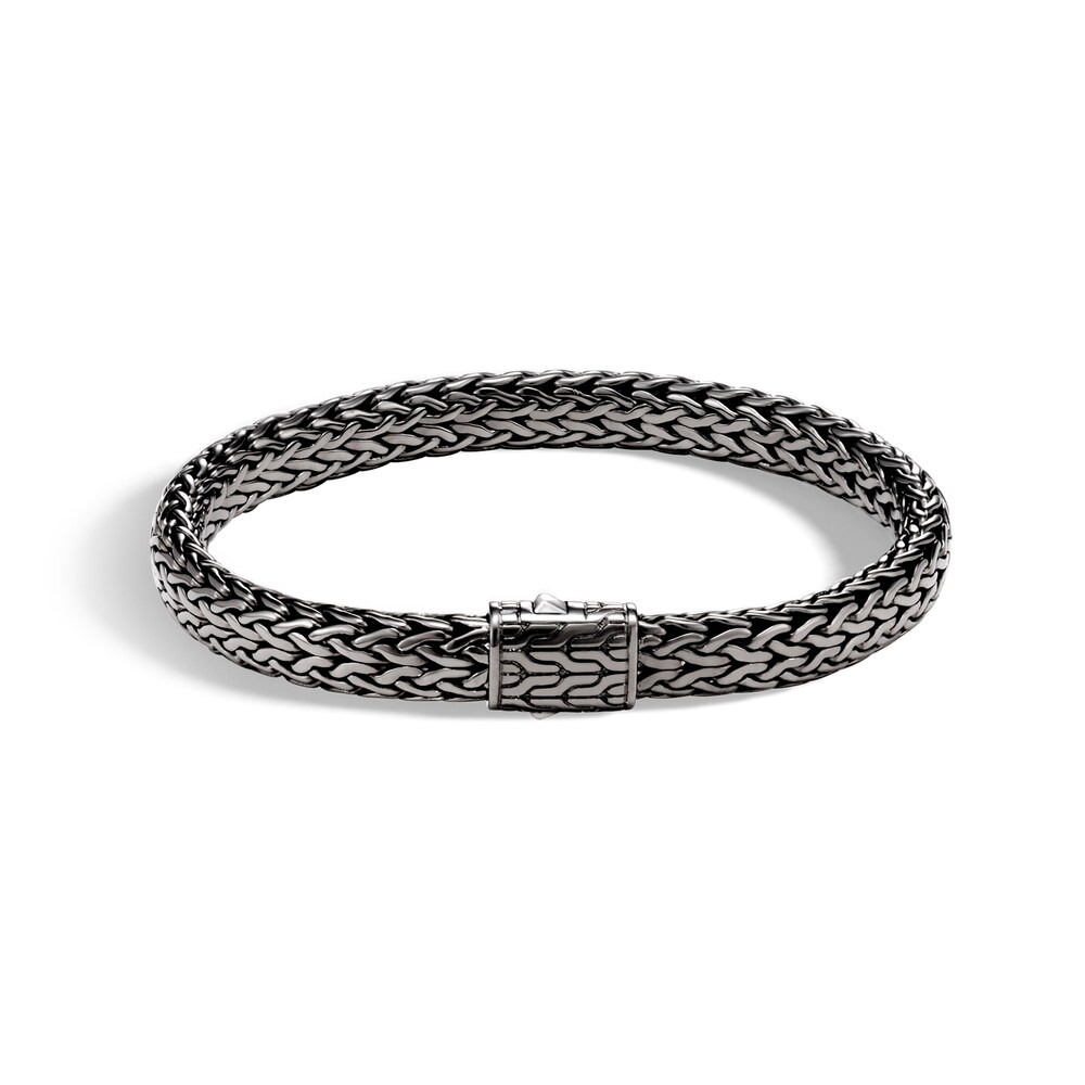 John Hardy Classic Chain 7.5MM Bracelet in Blackened Silver, Medium KzbP5tBK