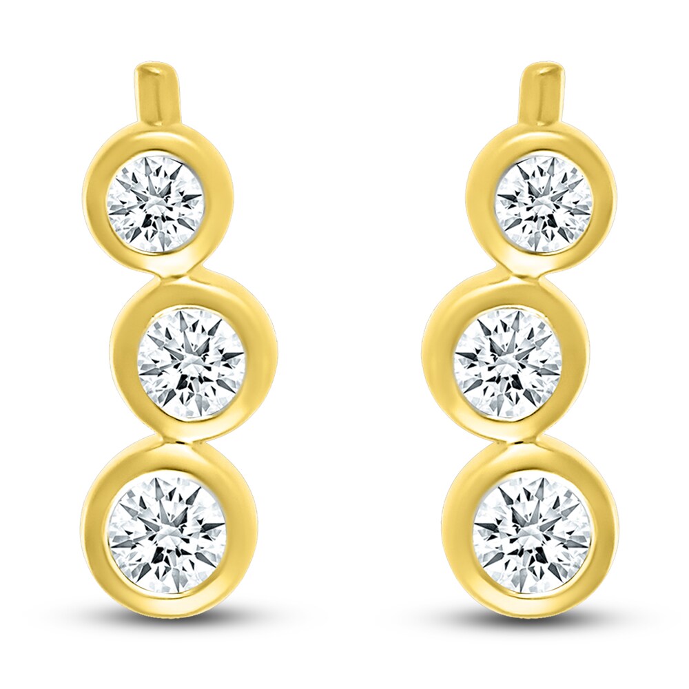Diamond Climber Earrings 1/4 ct tw Round 10K Yellow Gold L0r78LpK