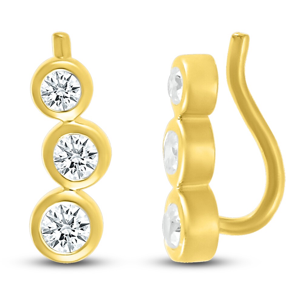 Diamond Climber Earrings 1/4 ct tw Round 10K Yellow Gold L0r78LpK