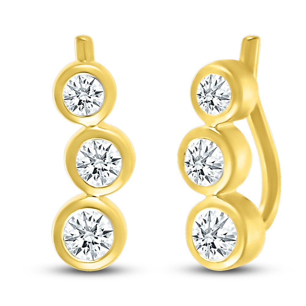 Diamond Climber Earrings 1/4 ct tw Round 10K Yellow Gold L0r78LpK