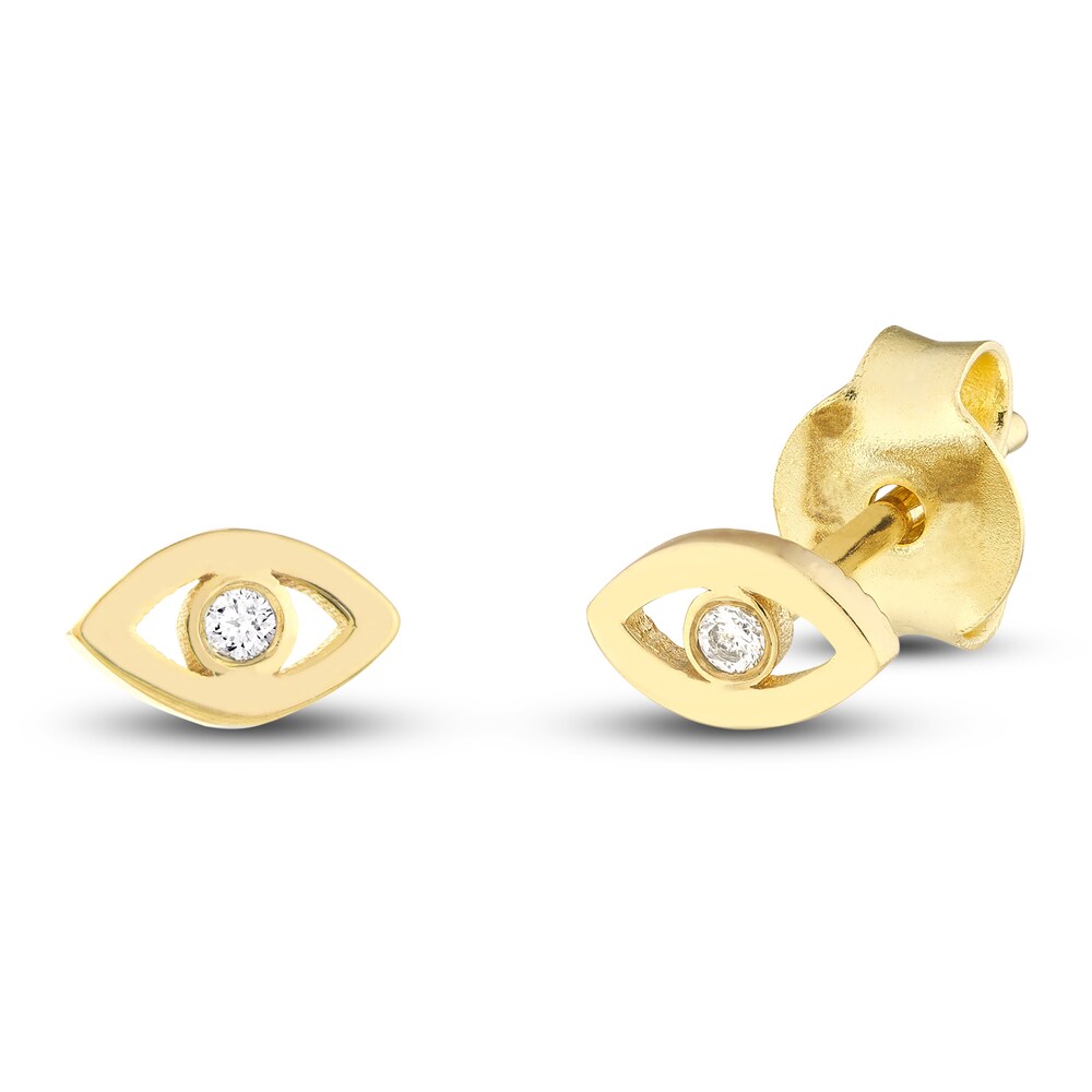 Evil Eye Stud Earrings Diamond Accent 14K Yellow Gold L4twpJFV
