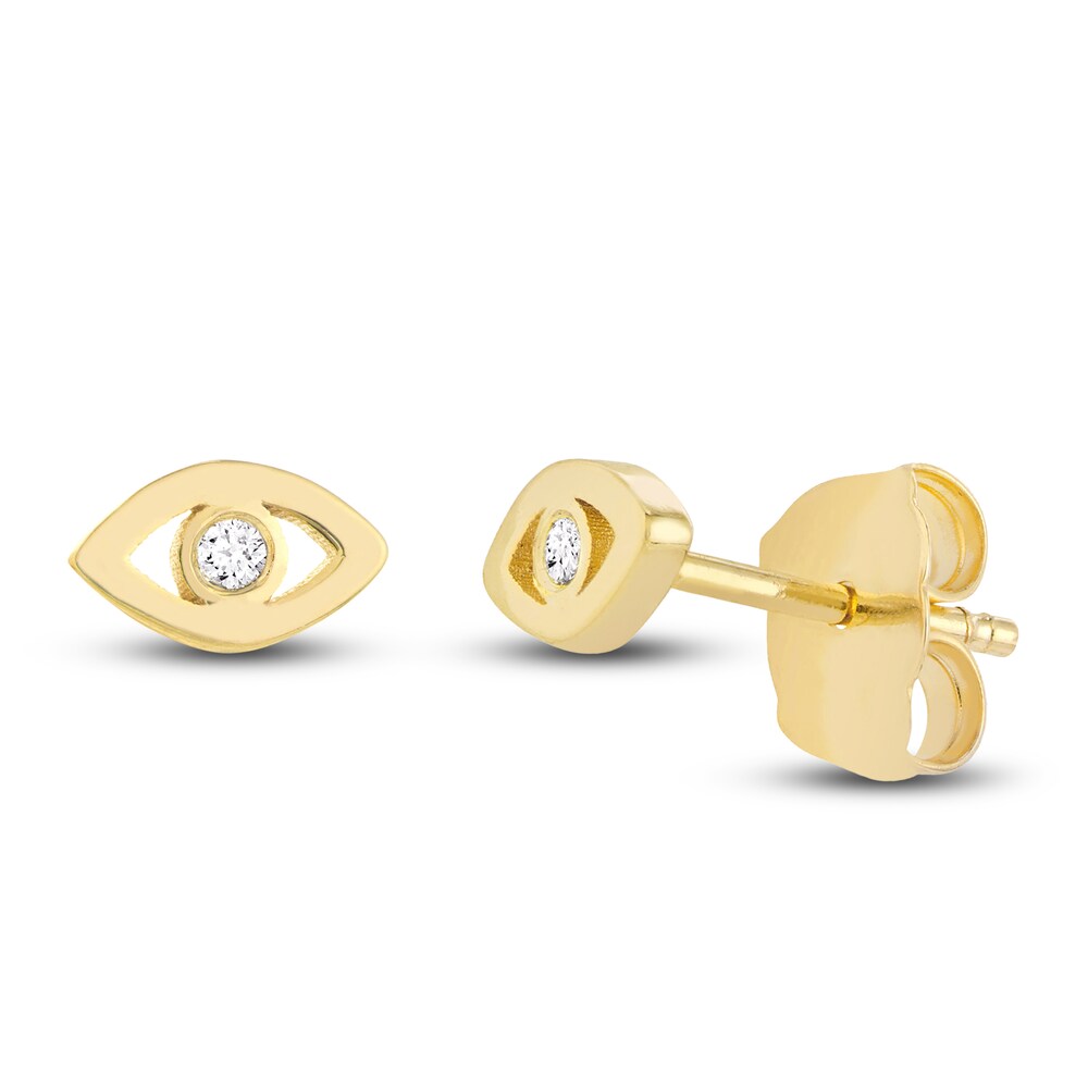 Evil Eye Stud Earrings Diamond Accent 14K Yellow Gold L4twpJFV