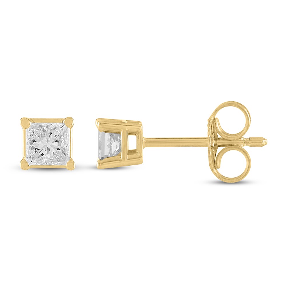 Diamond Solitaire Earrings 3/4 ct tw Princess 14K Yellow Gold (I2/I) L54s9beS