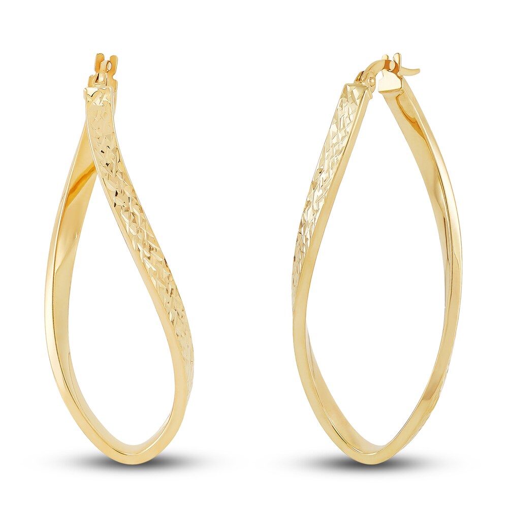 Dangle Hoop Earrings 10K Yellow Gold L5hZmf36