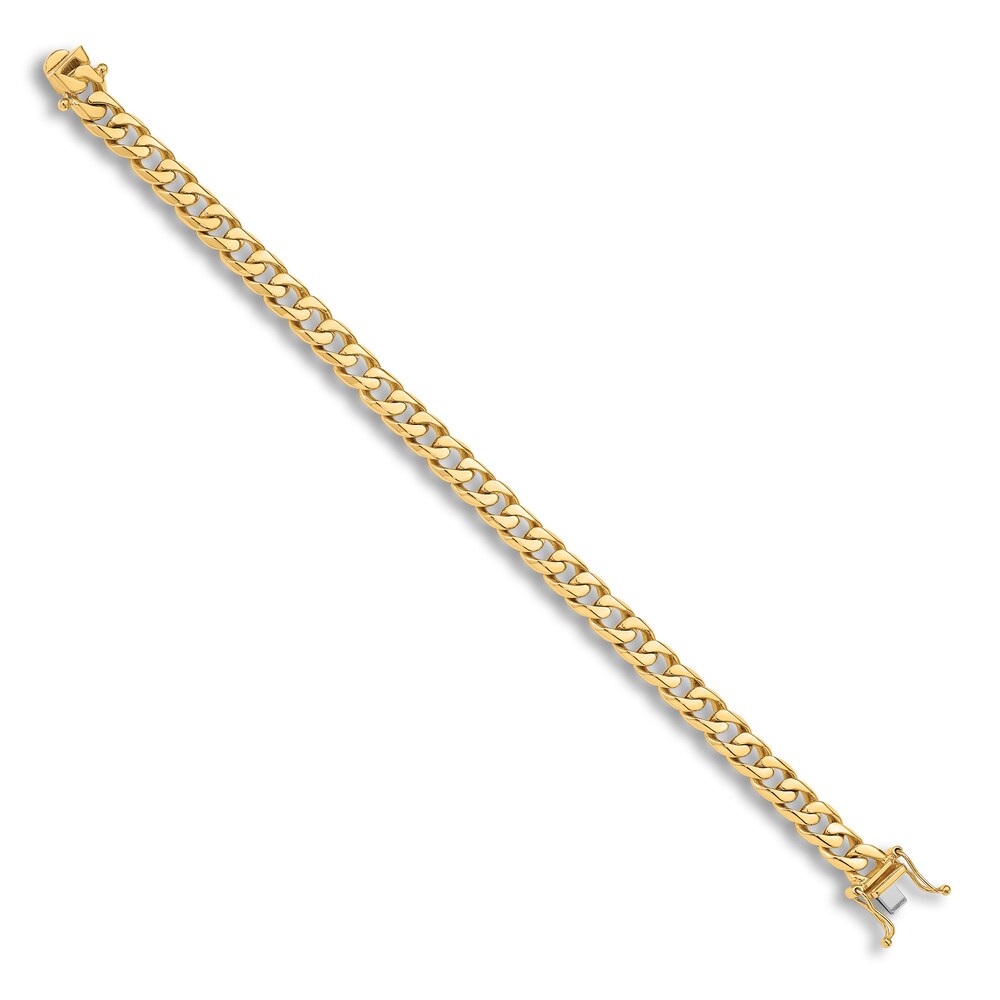Men\'s Curb Chain Bracelet 14K Yellow Gold 8.0\" 7.5mm L5sEmWql