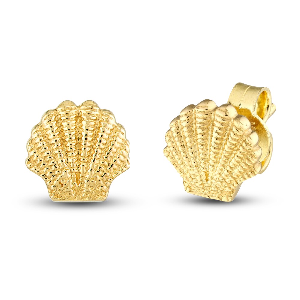 Mini Seashell Stud Earrings 14K Yellow Gold L7XvqEMP