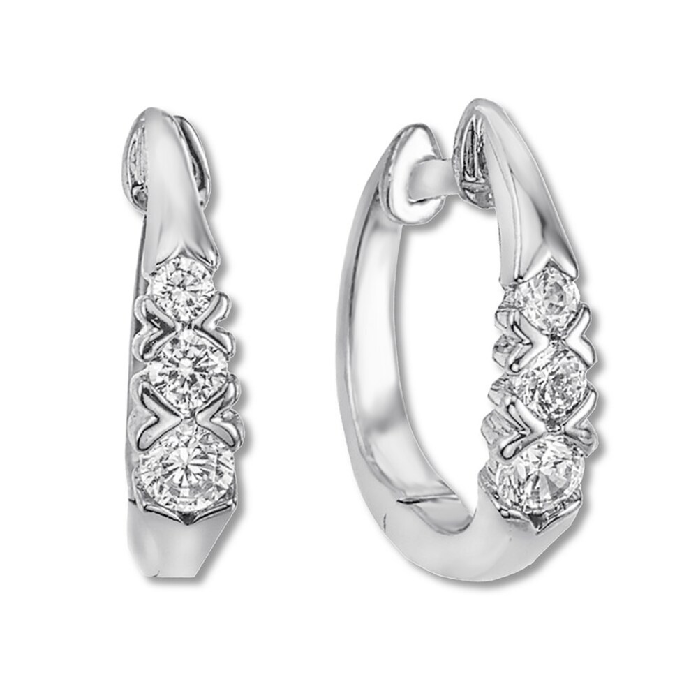 Diamond Hoop Earrings 1/4 carat tw Round 10K White Gold LBgnwdV7