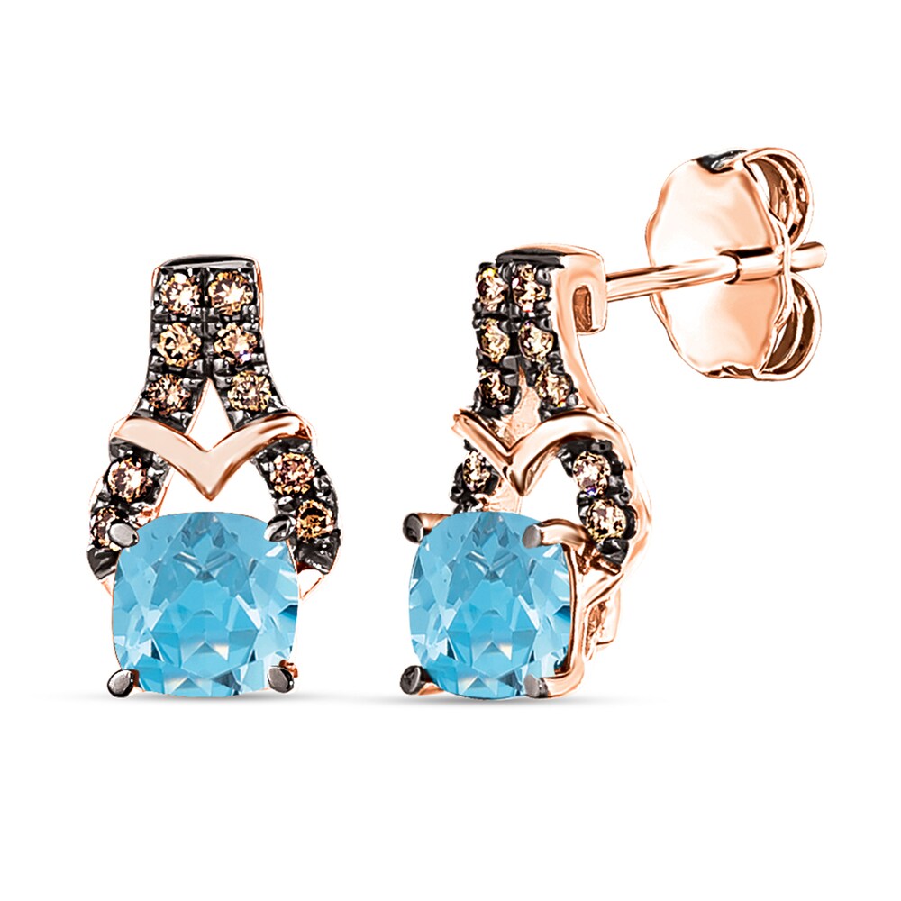 Le Vian Natural Blue Topaz Earrings 1/8 ct tw Diamonds 14K Strawberry Gold LC54QXpg