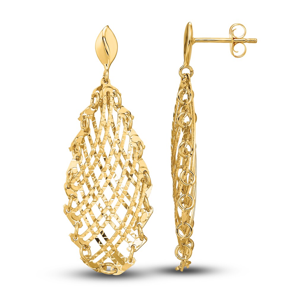 Diamond-Cut Dangle Earrings 14K Yellow Gold LDTESWsE