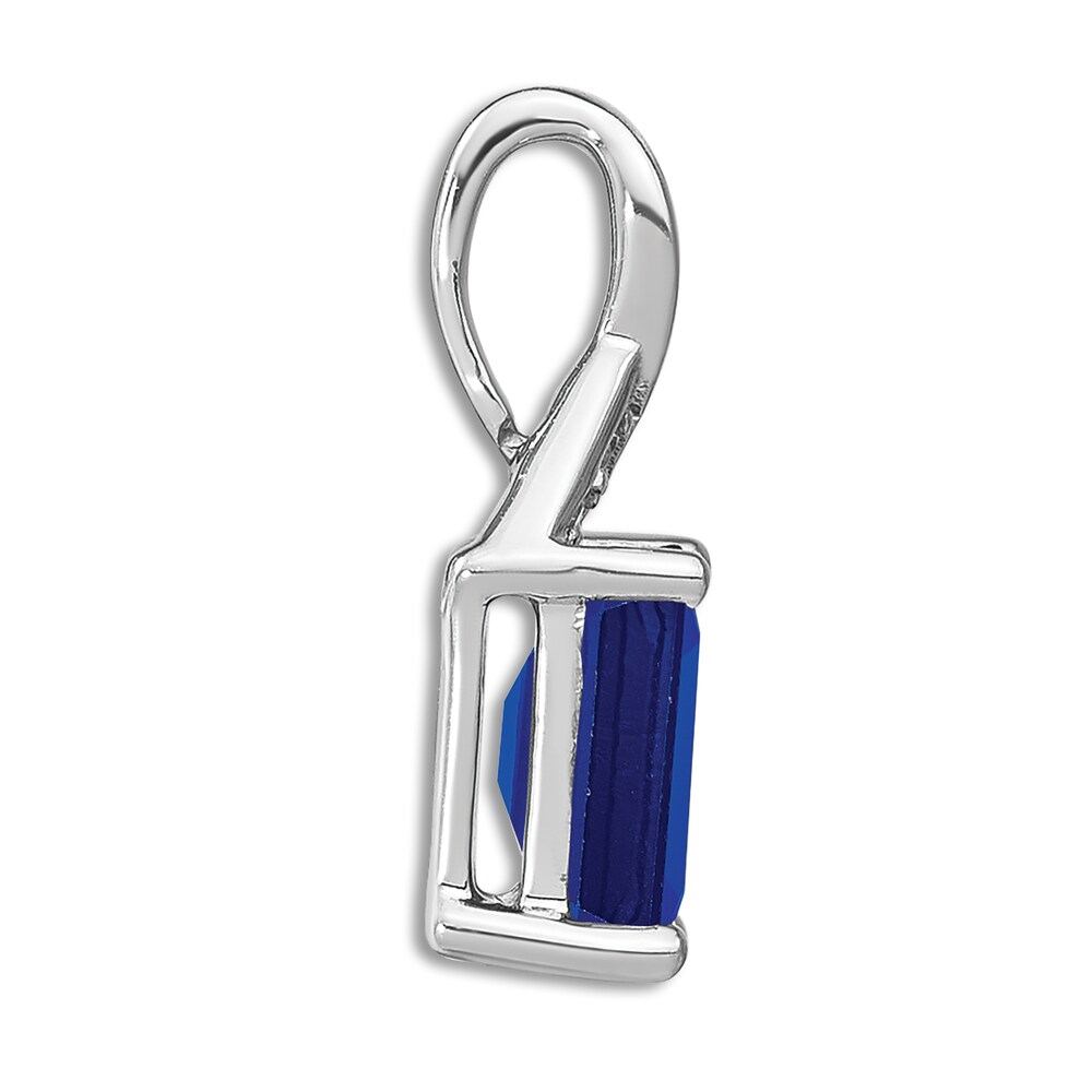 Natural Blue Sapphire Charm Diamond Accents 14K White Gold LDcxunkX