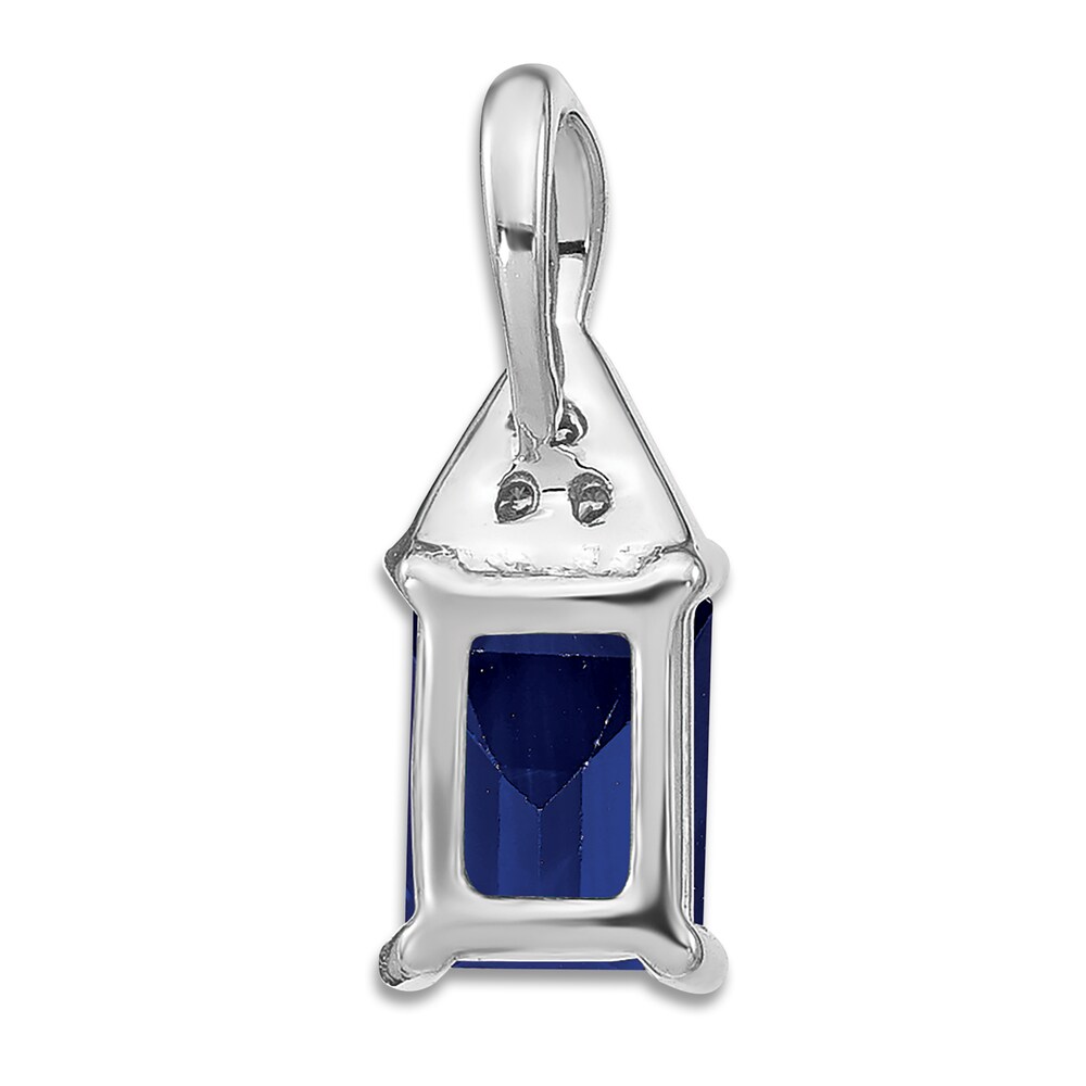 Natural Blue Sapphire Charm Diamond Accents 14K White Gold LDcxunkX