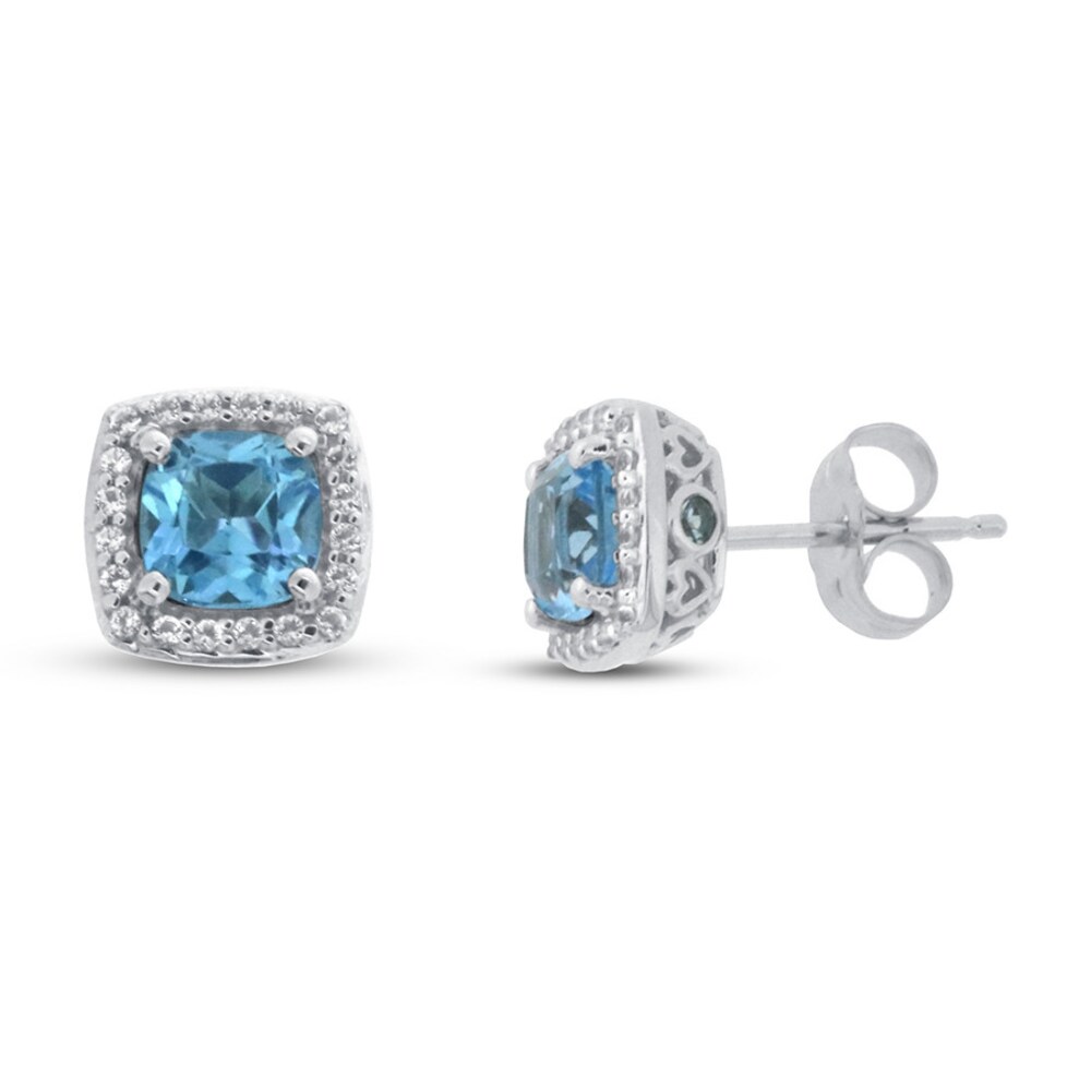 Blue & White Topaz Earrings 10K White Gold LNCWC9tf