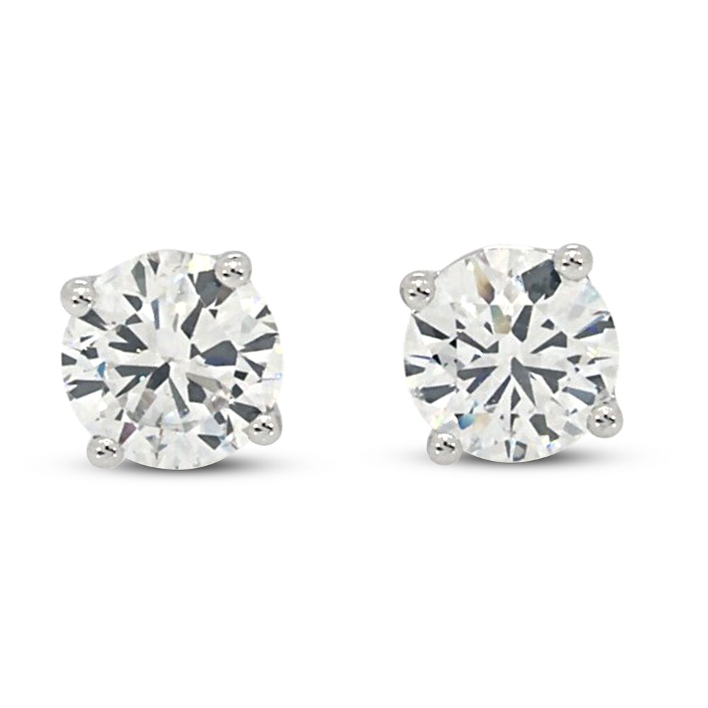 Lab-Created Diamond Solitaire Earrings 1-1/4 ct tw Round 14K White Gold (SI2/F) LNvbb7mM