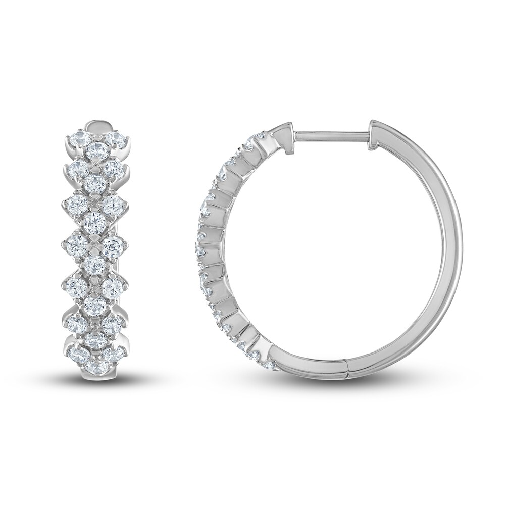 Vera Wang WISH Diamond Hoop Earrings 1 ct tw Round 10K White Gold LSslUfaD