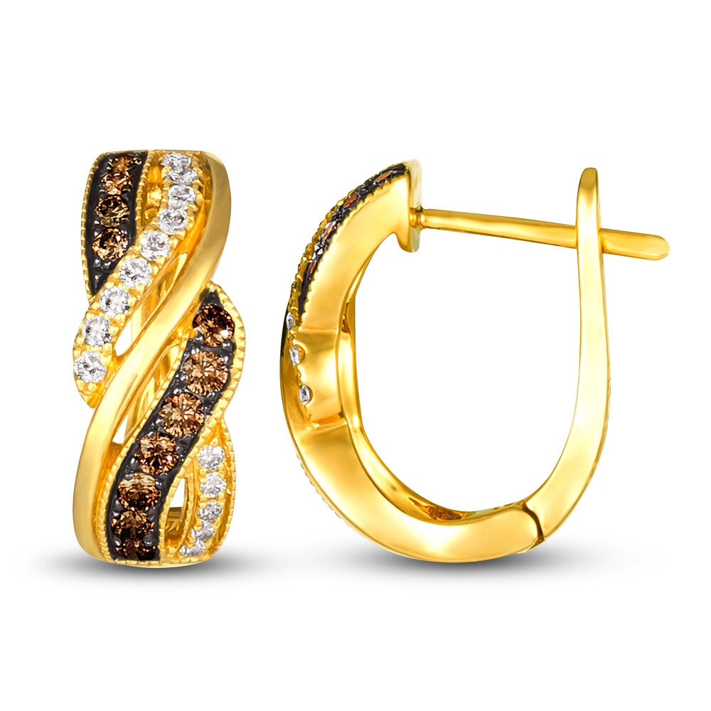 Le Vian Diamond Twisted Hoop Earrings 1/2 ct tw Round 14K Honey Gold LVAMC9xK