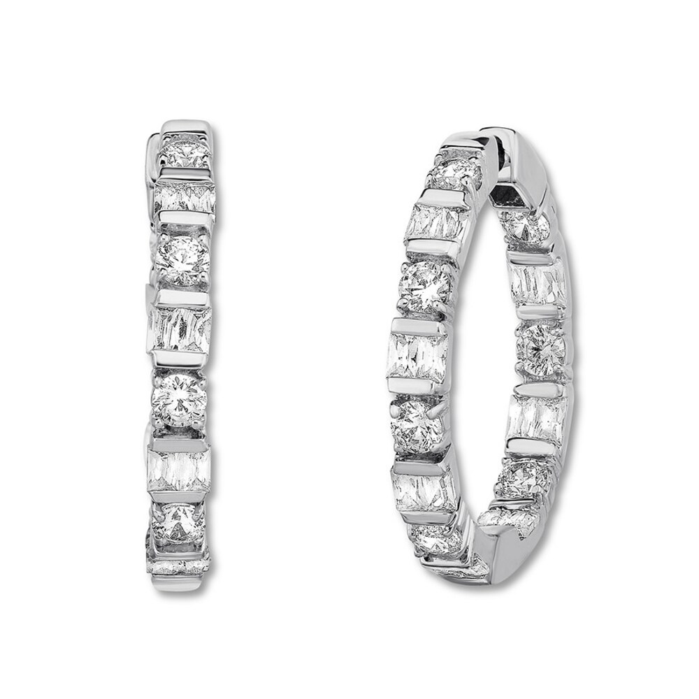 Diamond Hoop Earrings 1-3/4 ct tw Round-cut 14K White Gold LW1wsatE