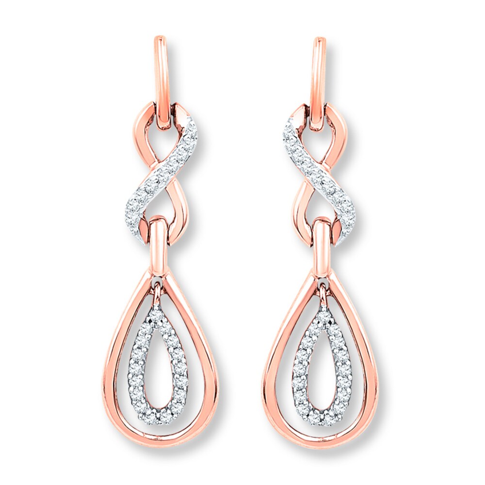 Diamond Infinity Earrings 1/6 ct tw Round-cut 10K Rose Gold LXCarQks