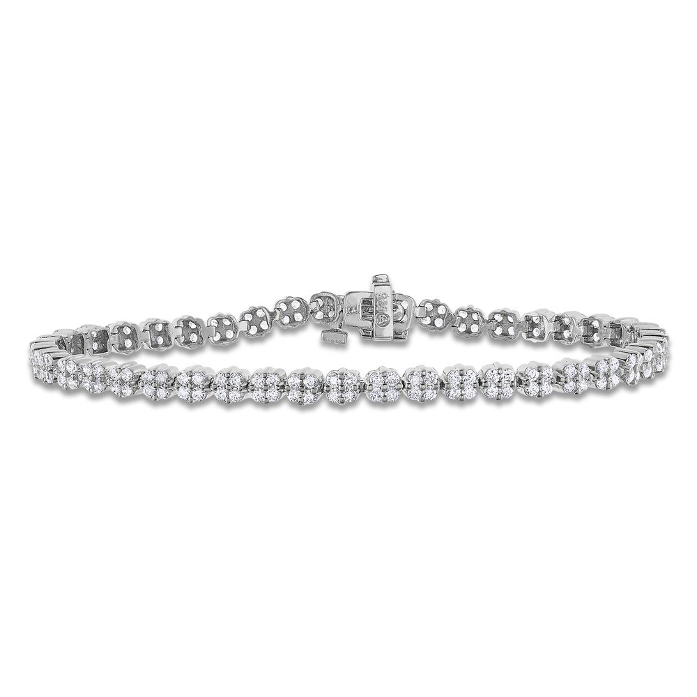 Diamond Bracelet 3 ct tw Round 14K White Gold 7" LbzixGxP