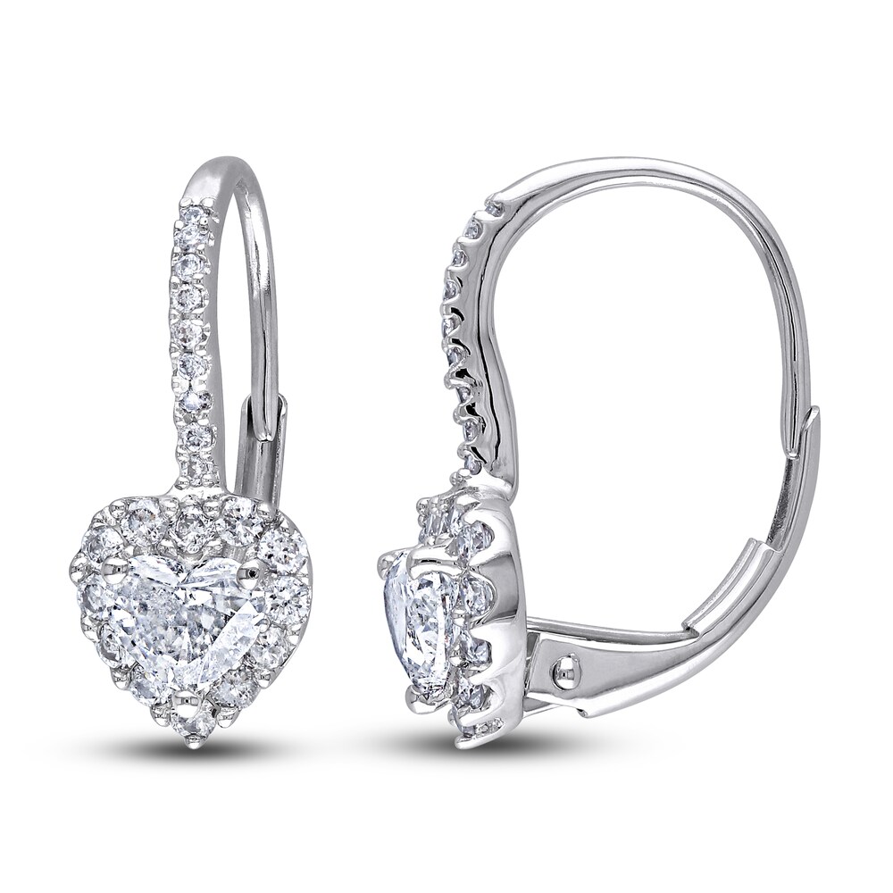 Diamond Heart Earrings 1 ct tw Heart/Round 14K White Gold LdSrtoeX