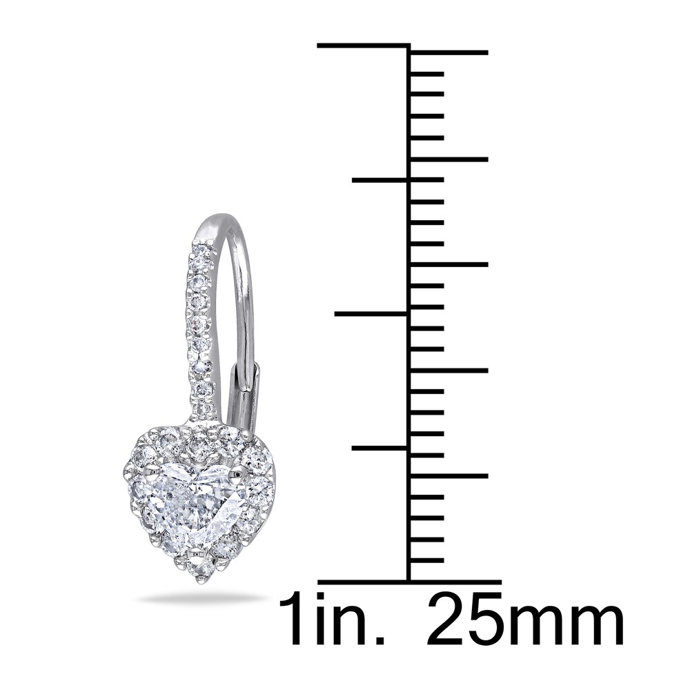 Diamond Heart Earrings 1 ct tw Heart/Round 14K White Gold LdSrtoeX